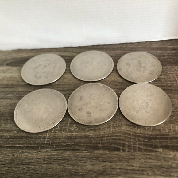 Vtg Elegant Silver Etched Coasters - Picture 4 of 12